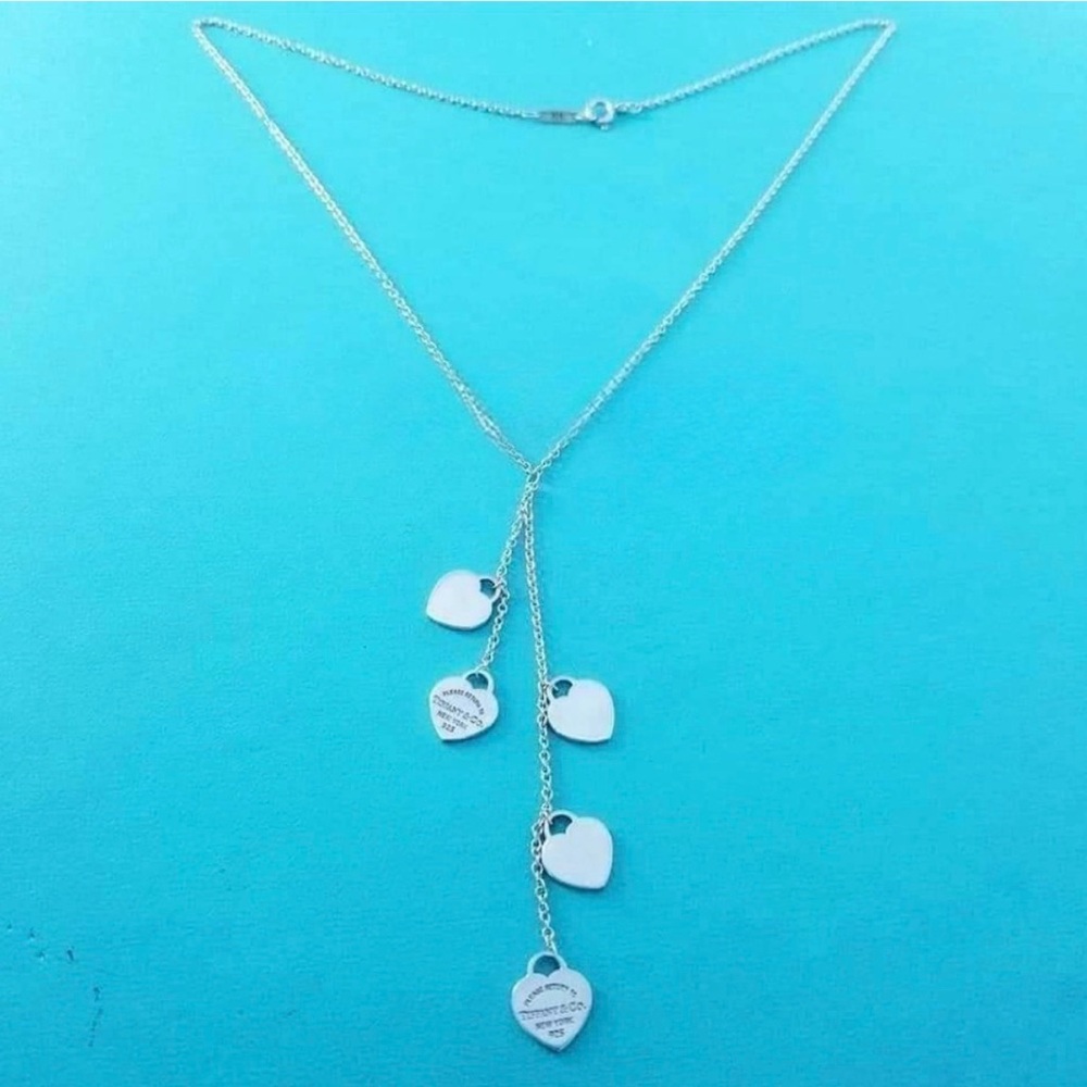 Tiffany & Co. Silver Multi-Heart Lariat Necklace